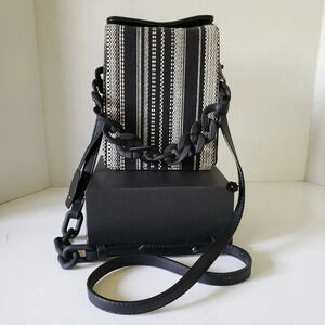 Pixie Mood Womans Black/White Vegan Leather Billie Crossbody Bag.